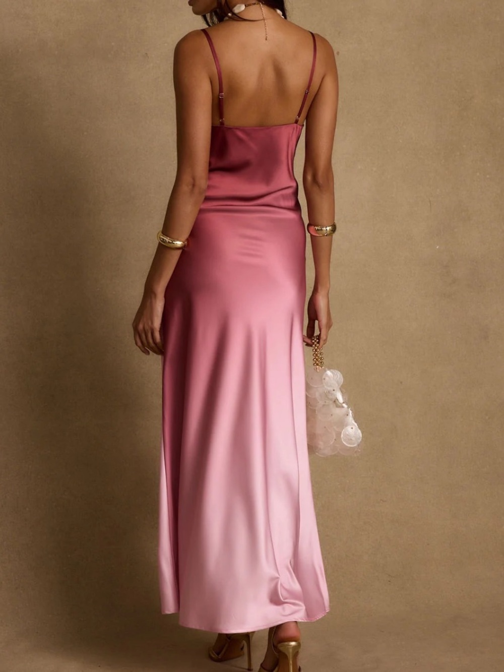 12th Tribe Mulberry Ombré Satin Maxi Dress - Picture 2 of 8